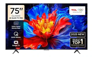 TCL 75P8K 75″ 190 Ekran Uydu Alıcılı 4K Ultra HD 144 Hz Google QLED TV