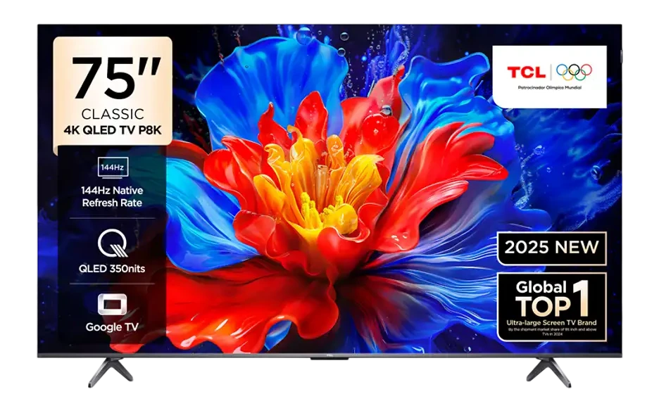 TCL 75P8K 75 inç 190 Ekran Uydu Alıcılı Smart 4K UHD QLED Google TV