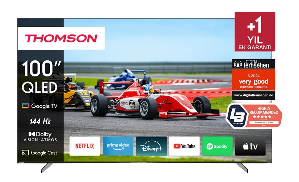 THOMSON 100QG7S14 100 inç 253 Ekran Uydu Alıcılı 4K UHD Smart Google QLED Pro TV