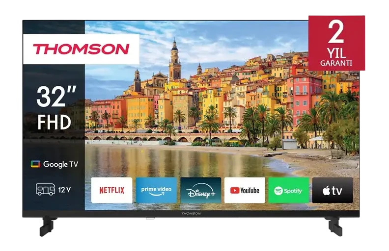 THOMSON 32FG2S14C 32″ 80 Ekran 12Volt (Otomotiv Aksesuar Prizli) Full HD Google Smart LED TV