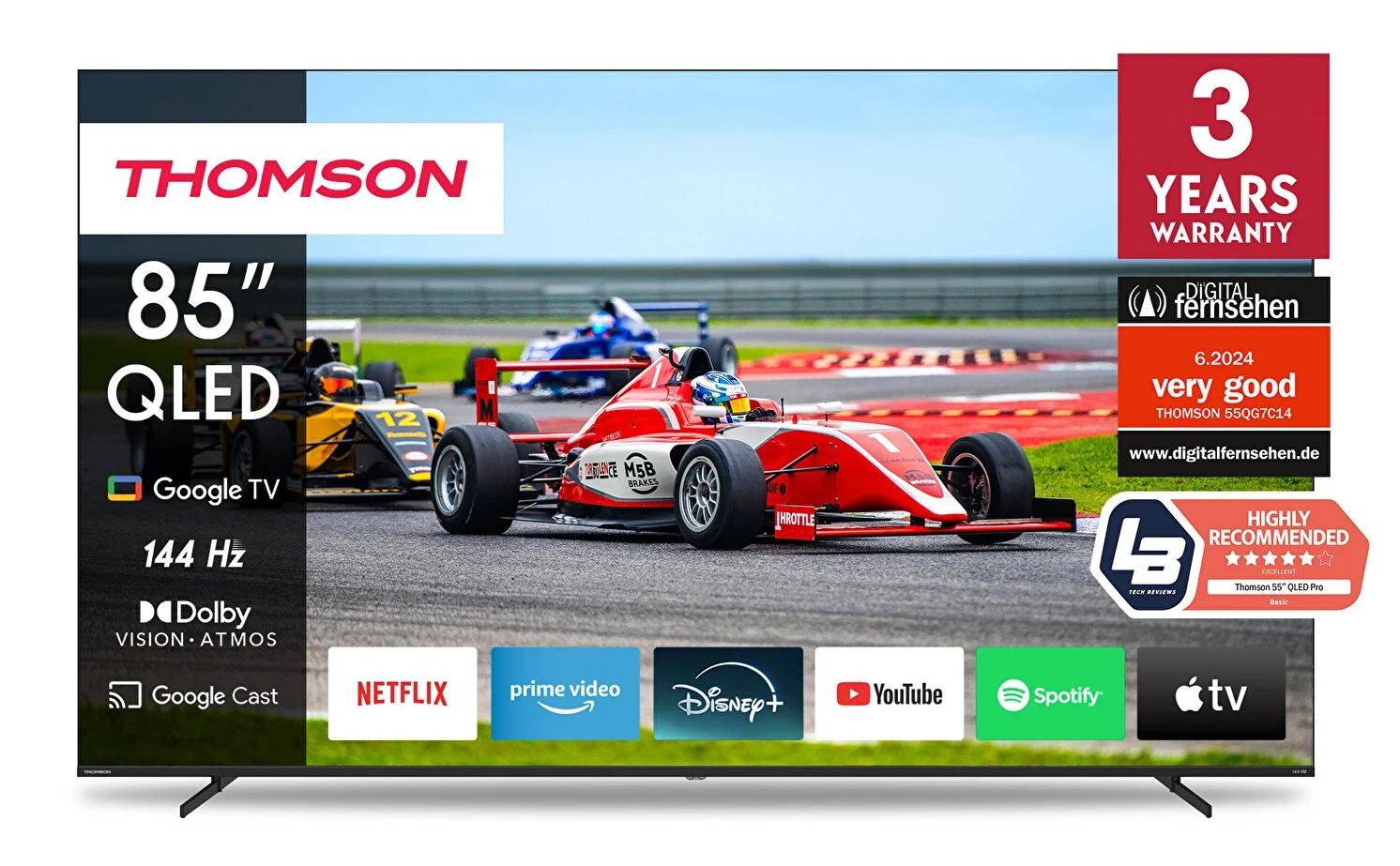 Thomson 85QG7S14 85 215 Ekran 4K UHD 144HZ Uydu Alıcılı Qled Pro Google TV