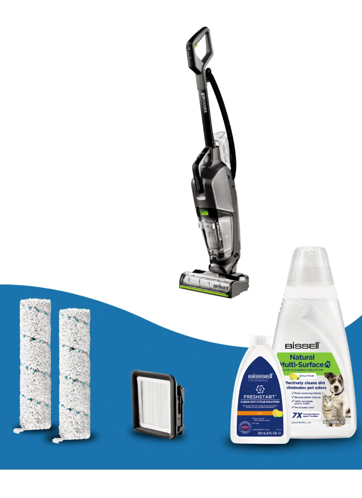 Bissell CrossWave HydroSteam Pet Pro Buharlı Dikey Süpürme ve Silme