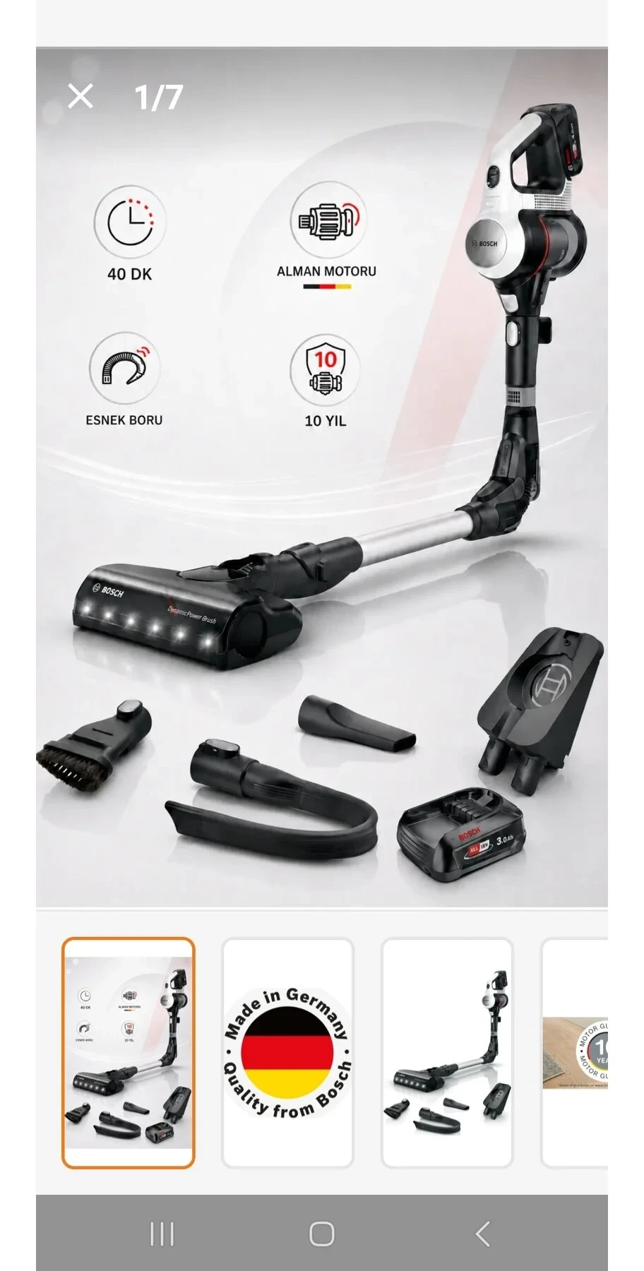 Bosch saplı şarzlı süpürge