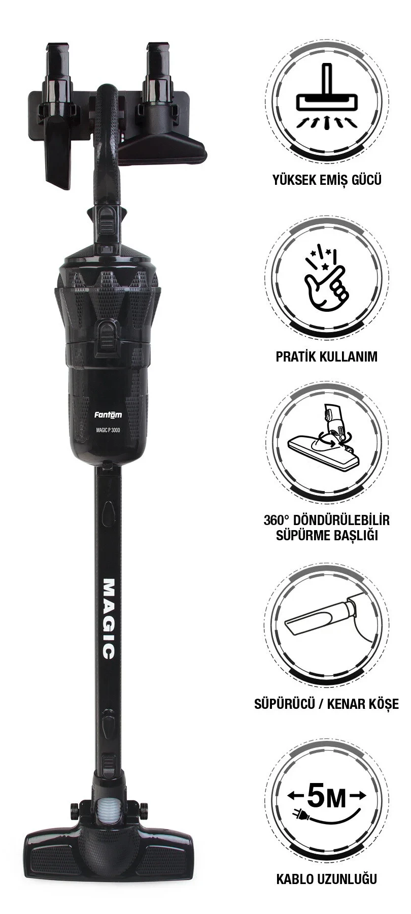 FANTOM Magıc P 3000 Toz Torbasız Dikey Süpürge