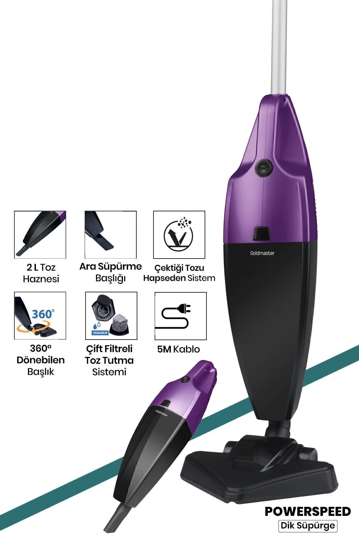 GoldMaster Power Speed 2 Litre Hazneli 800 W Yıkanabilir Filtreli 2 In