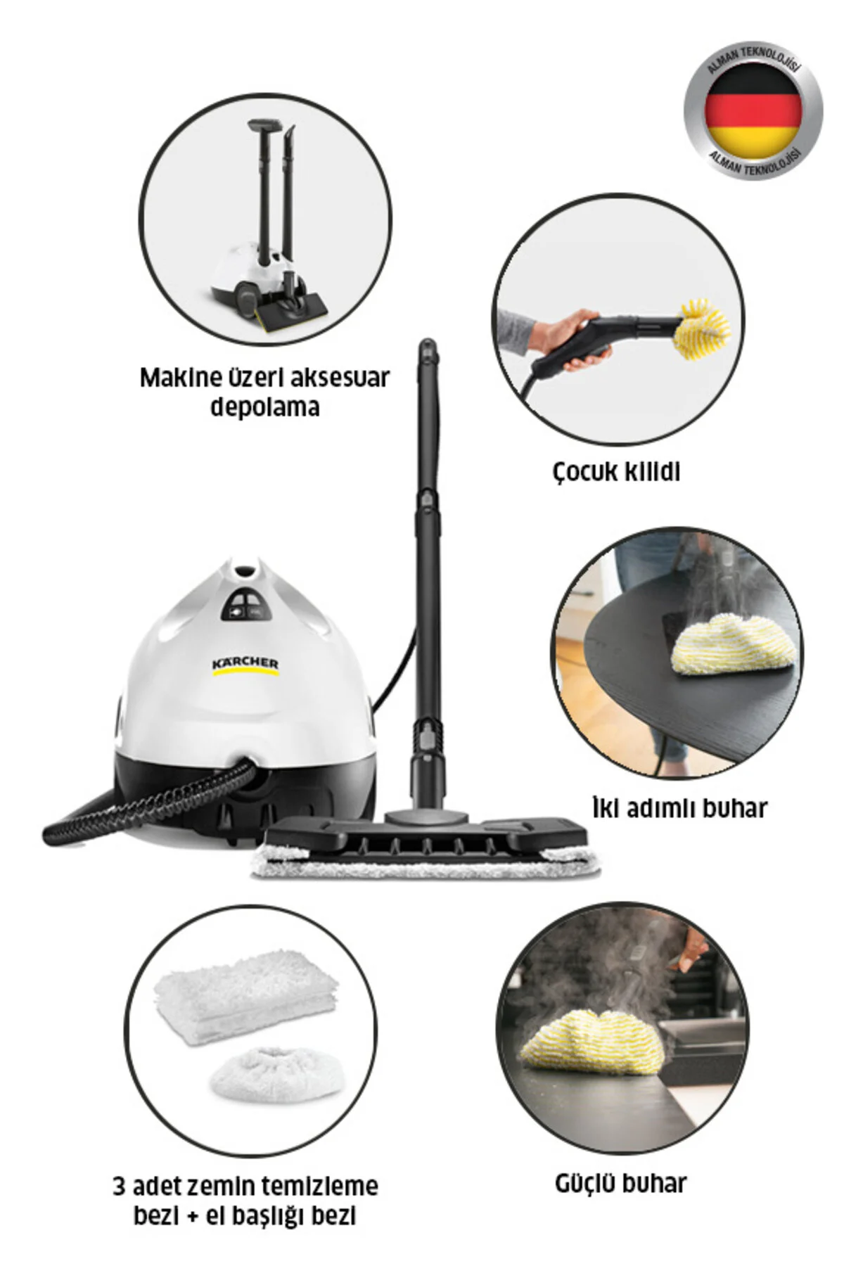 Karcher Kst 2 Cloth Set 1500W 3.2 Bar Buharlı Temizlik Makinesi
