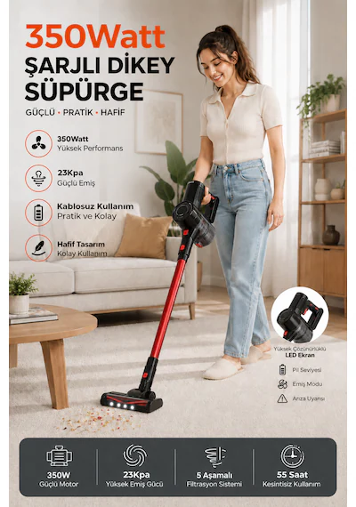 Robo Hiking HD 350 W 12 Şarjlı Dikey Süpürge