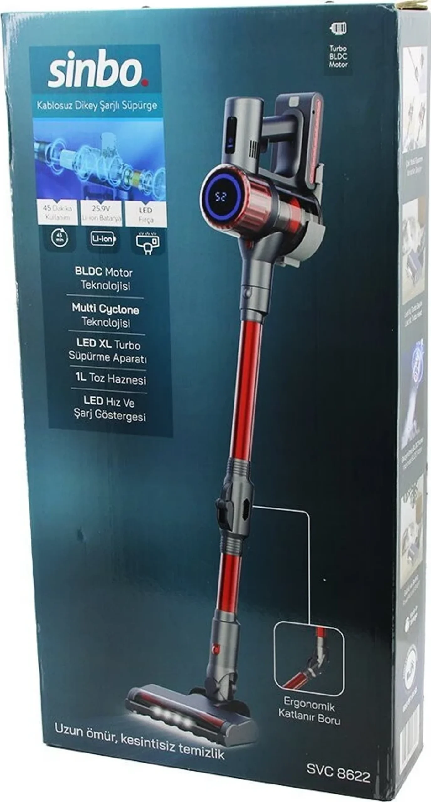 Sinbo SVC-8622 Kablosuz Elektrikli Süpürge 1lt Toz Hazne Dikey Ergomik