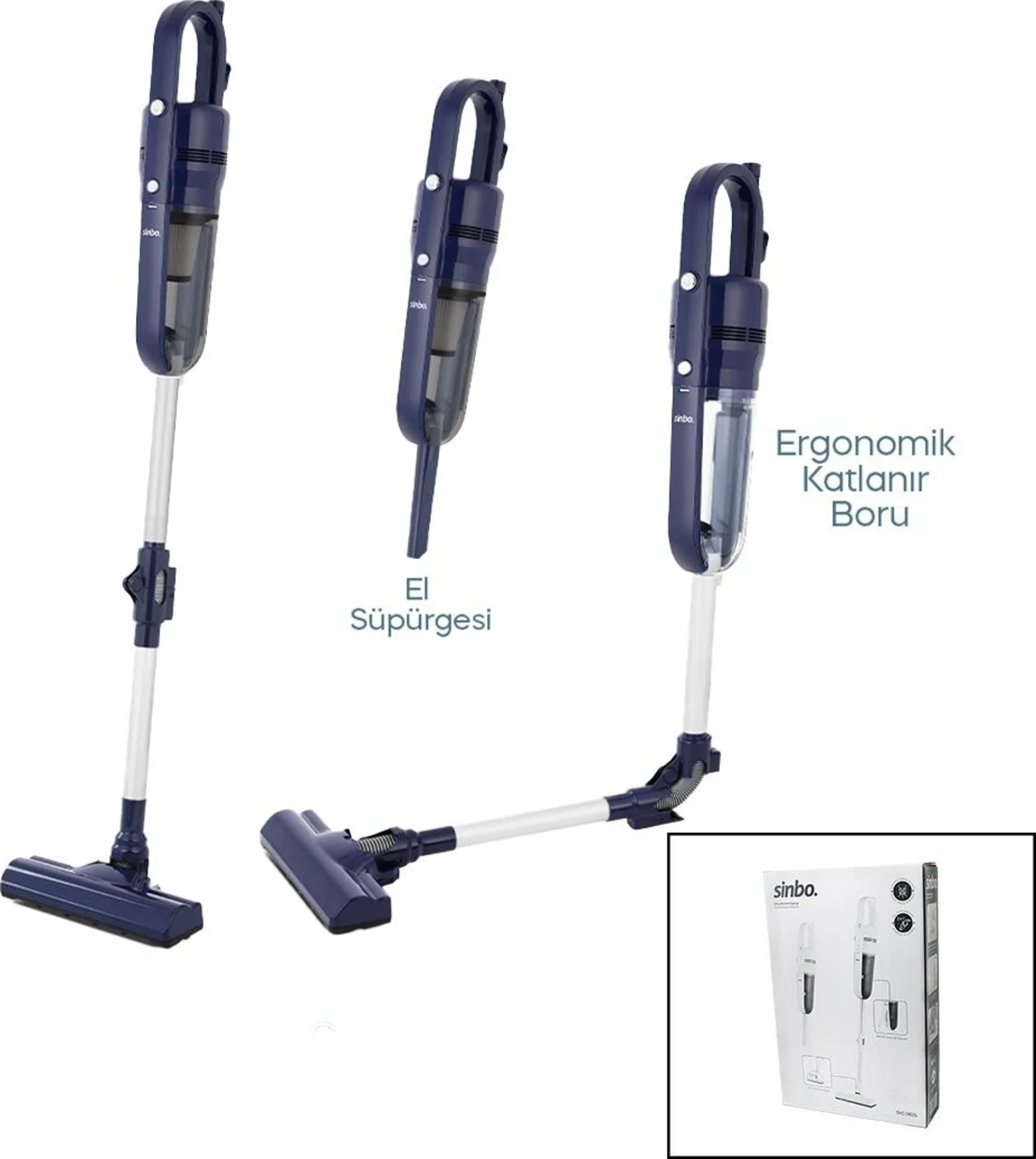Sinbo SVC-8625 Dikey Elektrikli Pratik Süpürge 600W Motor 3 Hepa