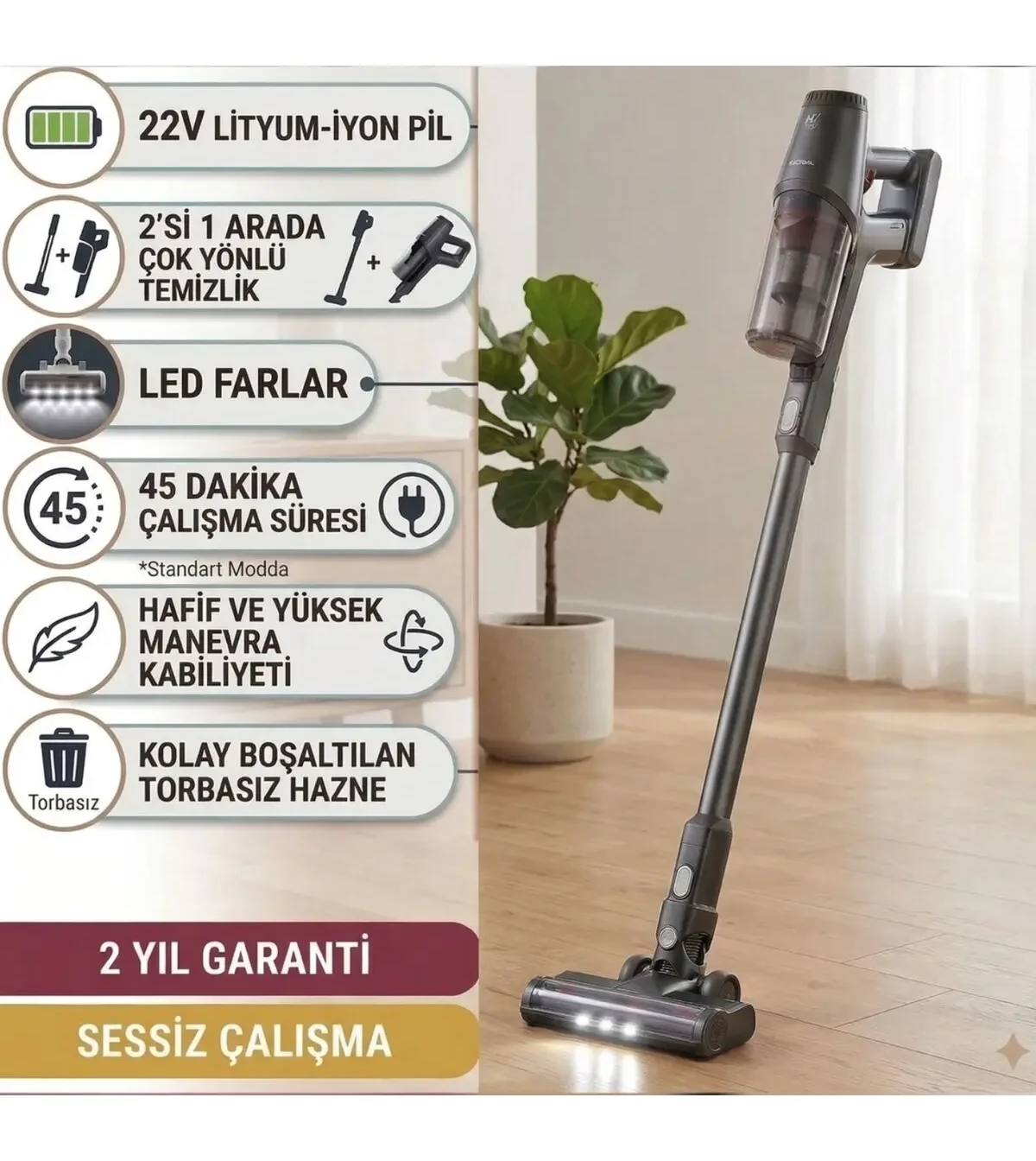 TEFAL Turbo Başlıklı Yüksek Performanslı 22V Lityum Pilli Şarjlı