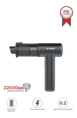 Torima LT102 22.000 PA Güçlü Emiş Usb-c Şarjlı Araç İçi El Süpürgesi