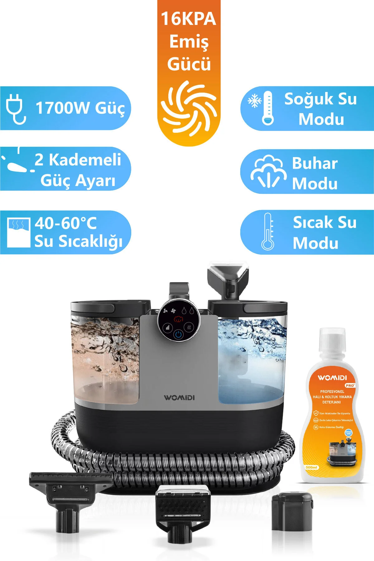 womidi Dy-506f Buhar Fonksiyonlu Halı Yıkama Dijital Ekran Halı Koltuk