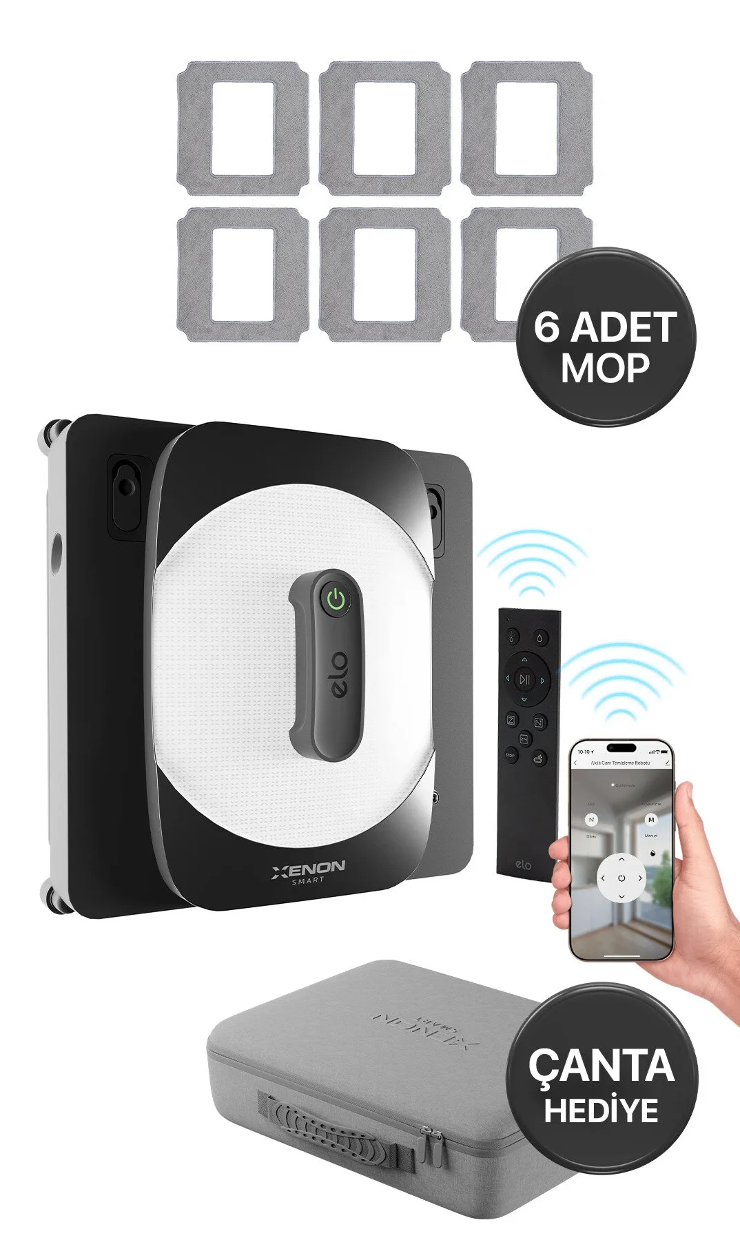 Xenon Smart Cam Silme Robotu ve 6 Adet Mop