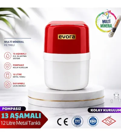 13 Aşamalı 12 Lt Kapalı Şeffaf Kasa Pompasız Su Arıtma Cihazı