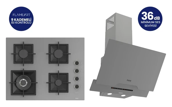 2’li Döküm Izgara Silentart Ankastre Set SC408-WFA+D065-SA 65 CM OCAK