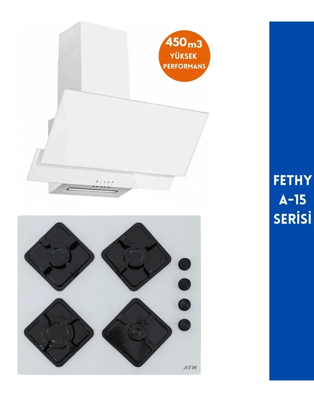 AFM tech FETHY- A-15 2’li Cam Ocak + Davlumbazlı Ankastre Set (FM3301