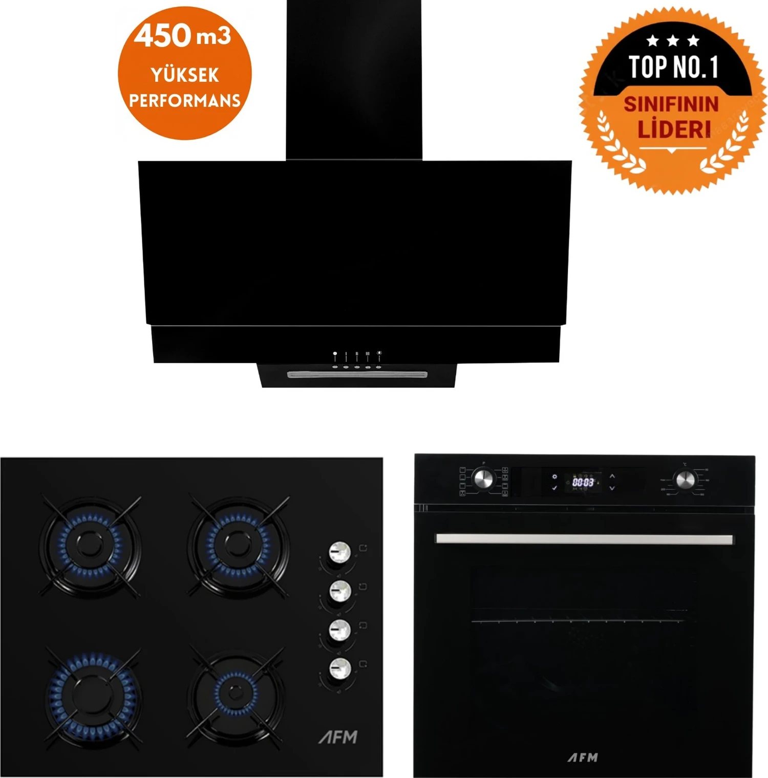 AFM Tech Home Dizayn İnce 8 prog. Turbolu Dijital Cam Ankastre Set