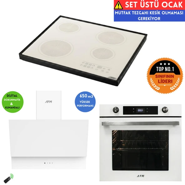 AFM Tech LAVOE Setüstü Vitroseramik Elektrikli Ankastre Set (FM7701