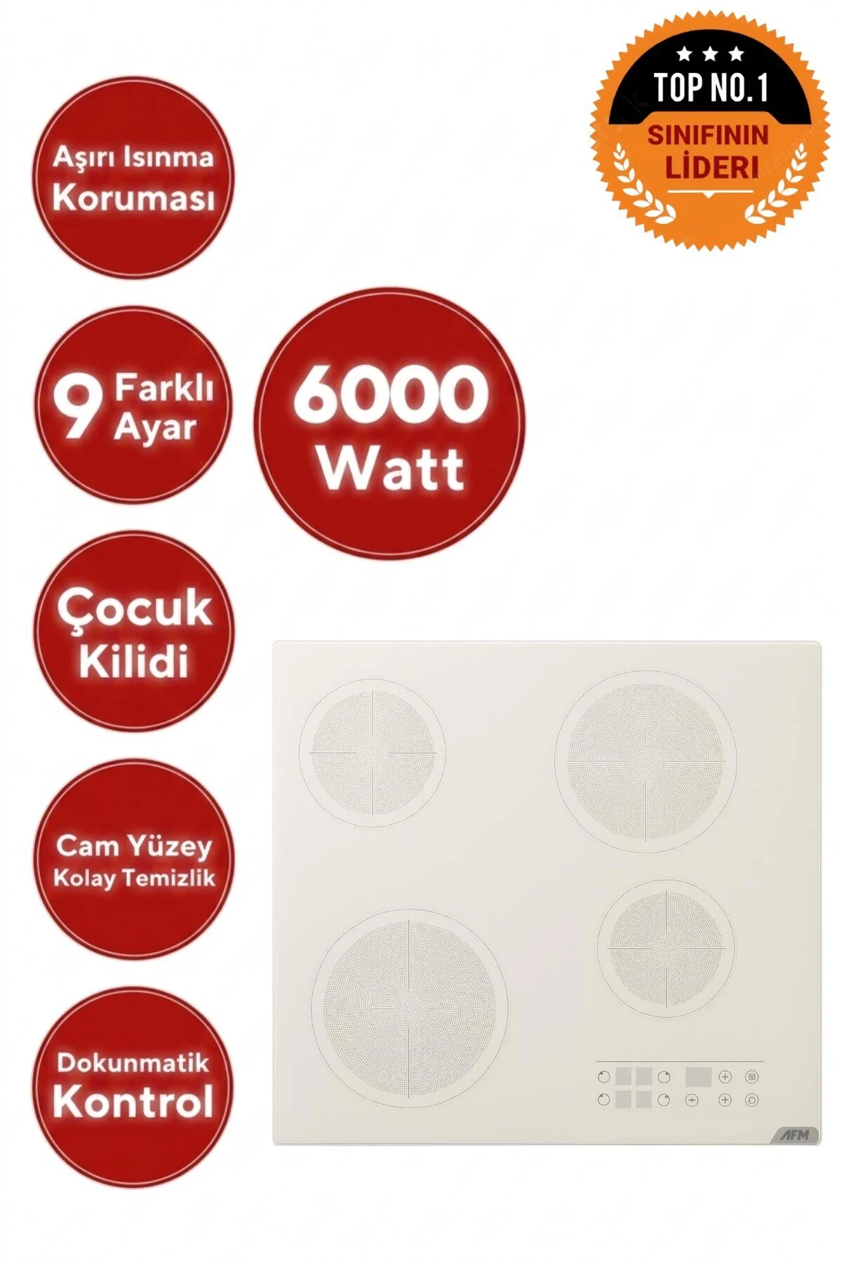 AFM tech V6-05 Elektrikli Vitroseramik Ankastre Ocak Dokunmatik