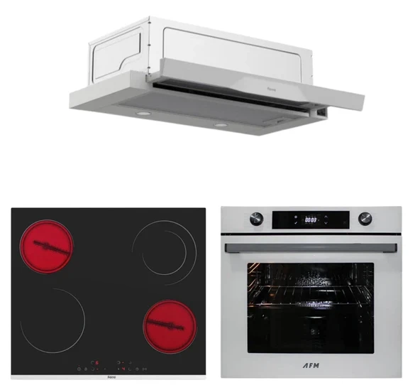 AFM tech ve Ferre Marka/ FL Vitro.Elektirikli Aspiratörlü Ankastre Set