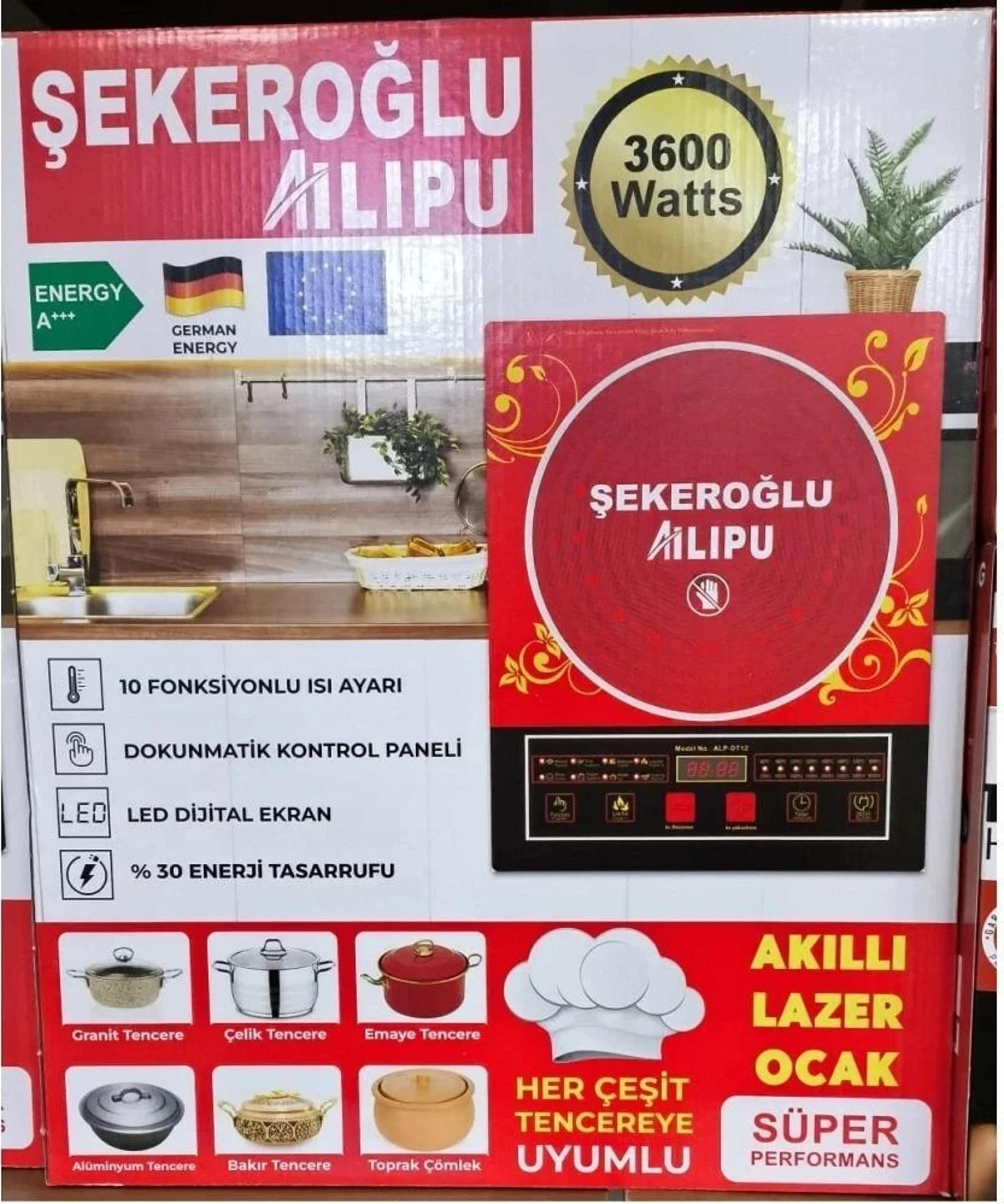 Ailipu Şekeroğlu Ailipu 3600 Watt Dokunmatik Ekranlı Elektrikli Ocak