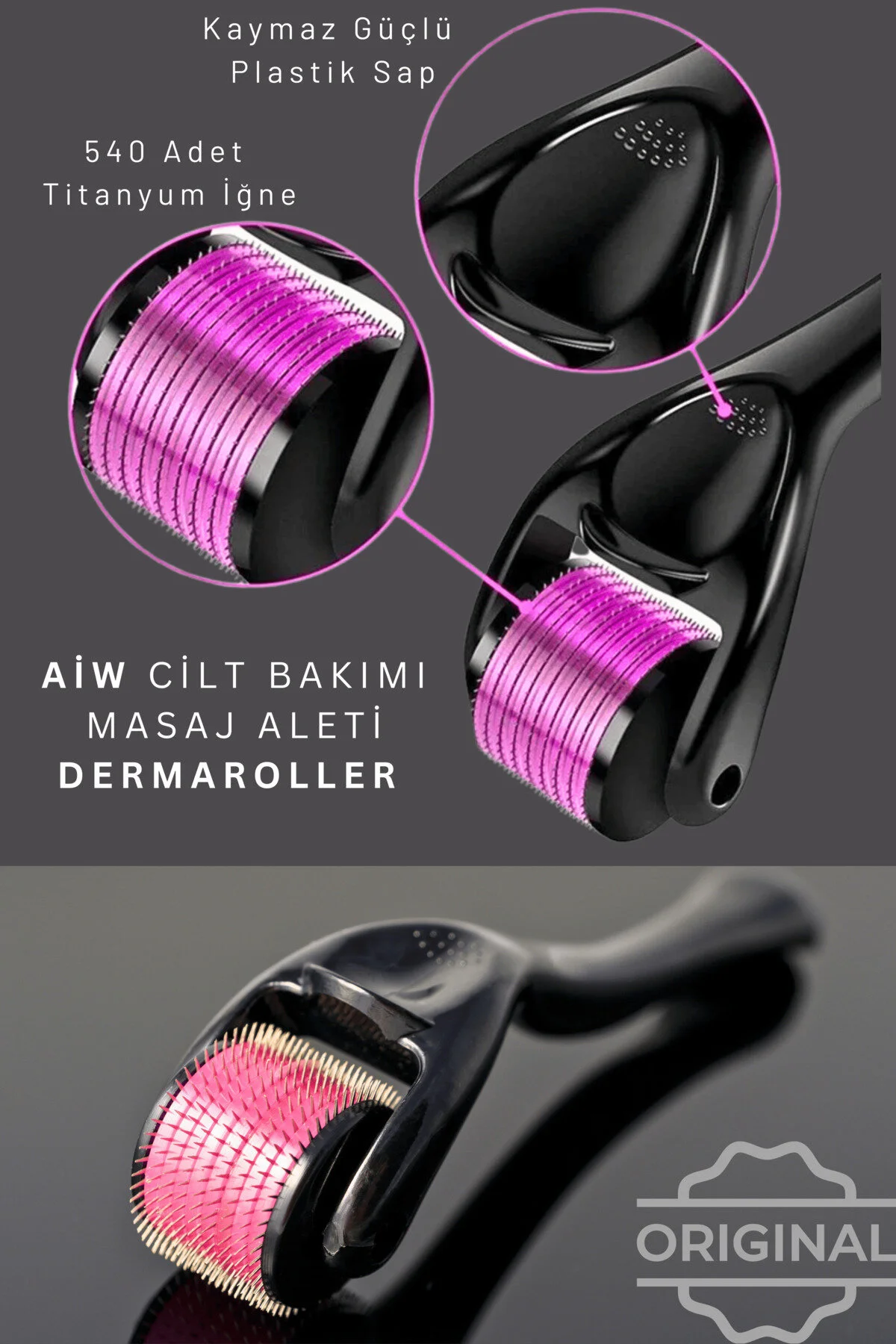 Aiw 0.5 Mm Dermaroller Uçlu 540 Iğneli Saç Sakal Ve Cilt Bakım Tarağı