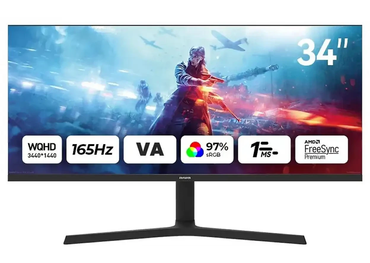 AIWA MP3424-Y VA Curved 34 inç UWQHD 1 ms 165 Hz Gaming Monitör