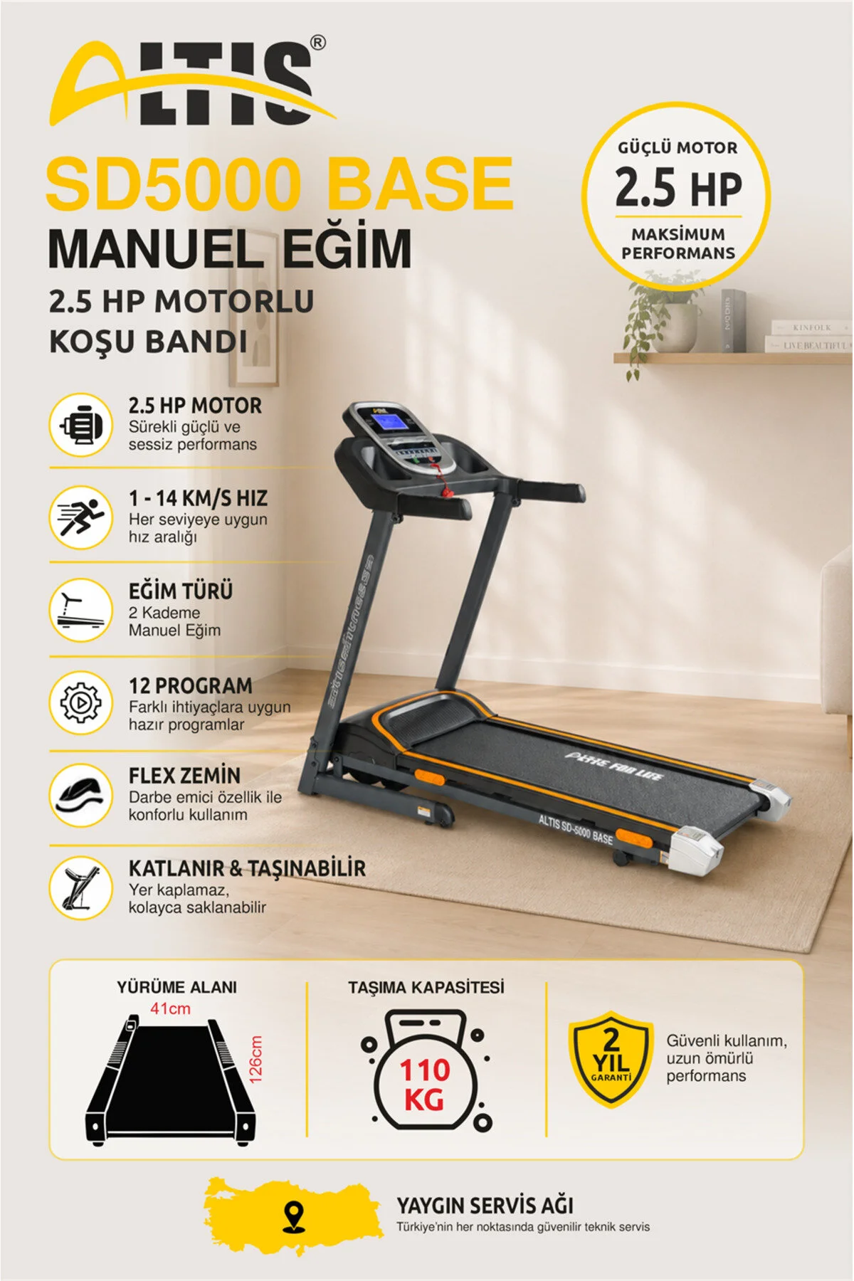 ALTIS Sd5000 Base 2,5 Hp Manuel Eğimli Koşu Bandı