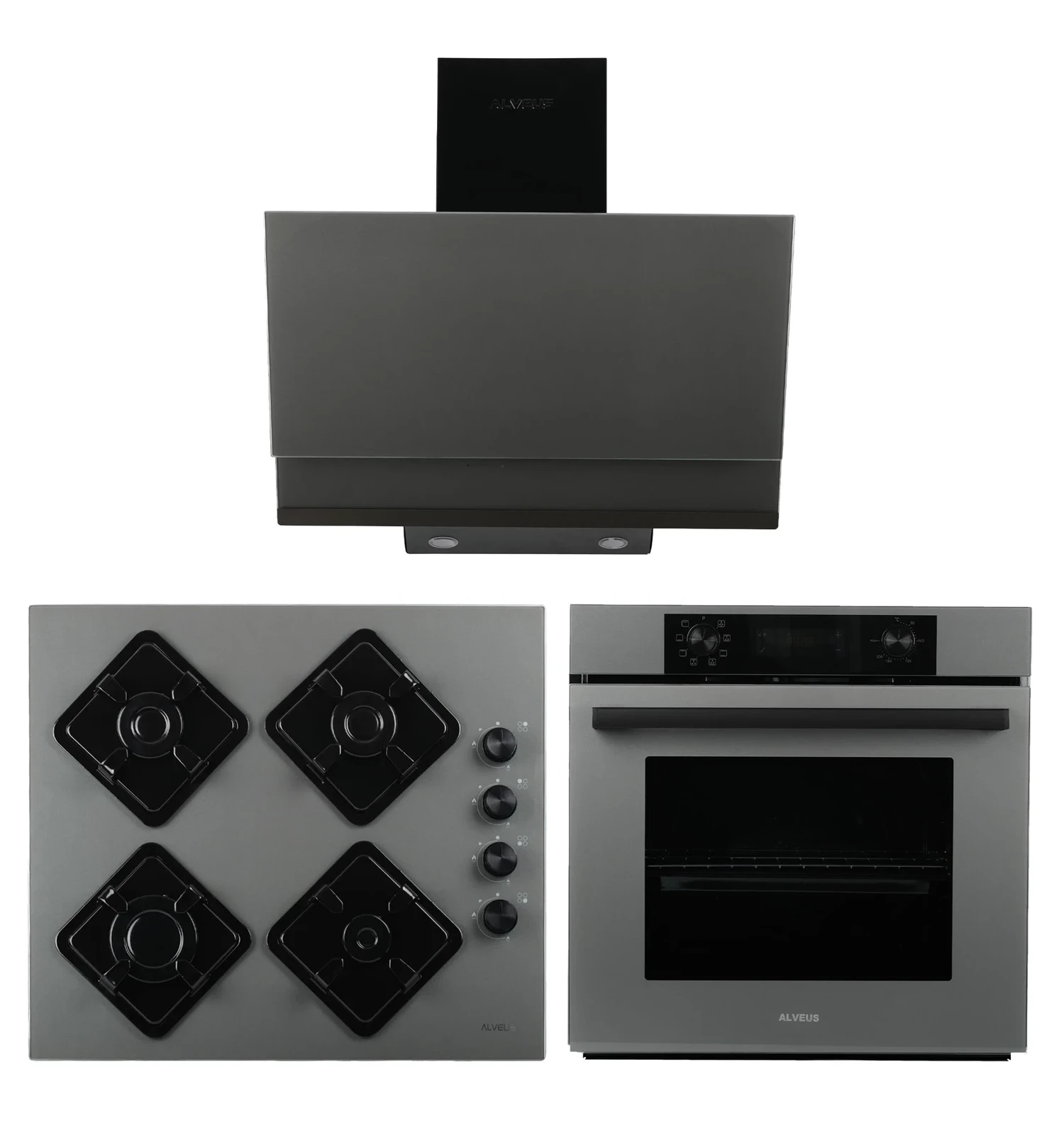 Alveus 3’lü Ankastre Set Modern (Cam Ocak + 8 Fonksiyon Fırın