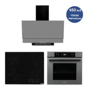 Alveus AFM Serisi En1 Dijital Elektrikli Vitro. -Gri Ankastre Set V6-04 + Fm3407 + Fm7710