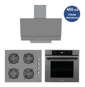 Alveus Afm Serisi Fm7710 + Fm2210 + Fm3407 Fc-38 Cam -gri 3’lü Ankastre Set