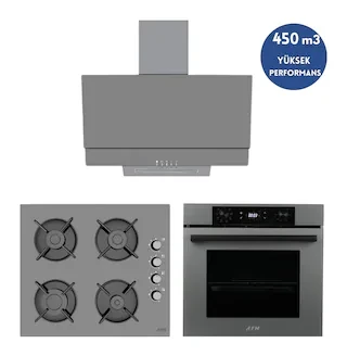 Alveus Afm Serisi Fm7710 + Fm2210 + Fm3407 Fc-38 Cam -gri 3’lü Ankastre Set