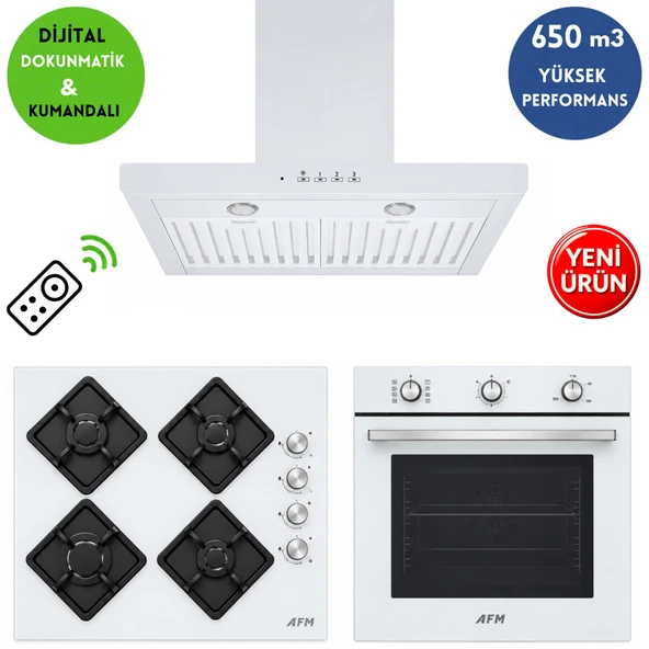 Alveus AFM Serisi FUE-03 Cam Turbo 3’lü Ankastre Set (Fırın + Ocak