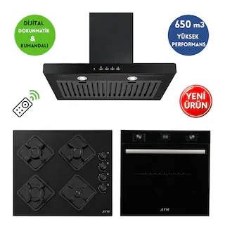 Alveus AFM Serisi Fue-09 Cam Turbo 3’Lü Ankastre Set Fırın + Ocak