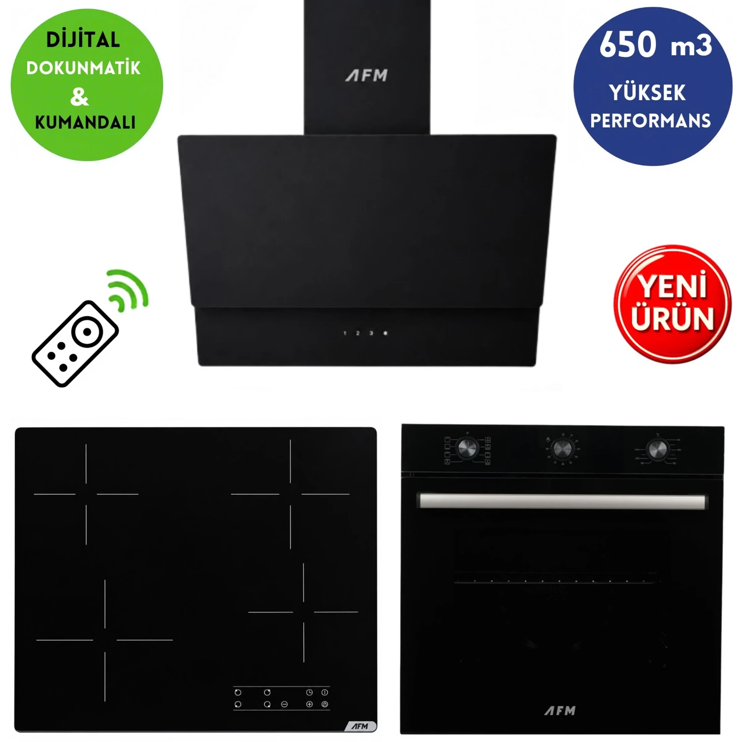 Alveus AFM Serisi FUE-11 Dijital Elektr. Vitroseramik 3’lü Ankastre Set