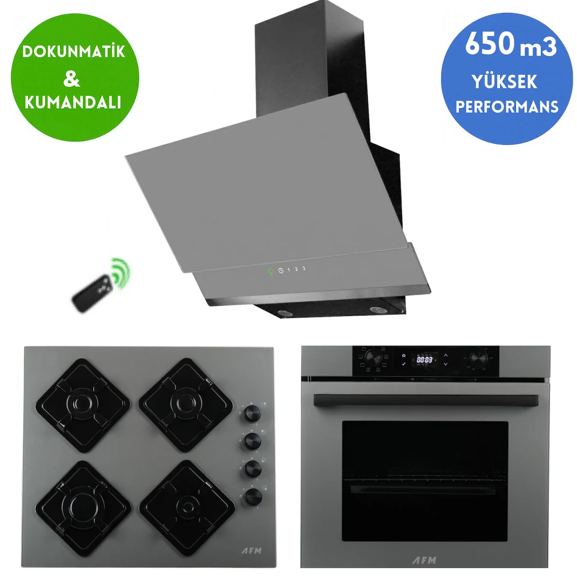 Alveus AFM Serisi GEO -Gri Cam Turbo Dijital Ankastre Set ( FM7710
