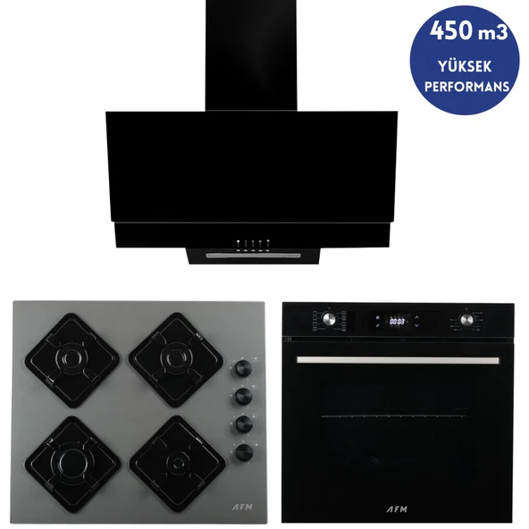 Alveus AFM Serisi NeW1 Turbolu Cam Siyah 3’lü Ankastre Set ( FM7700