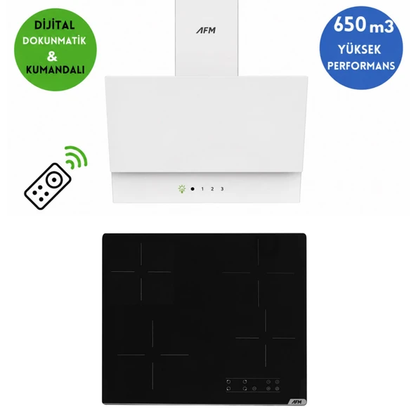 Alveus AFM serisi T6 Beyaz 2’li ( ikili ) Elektr. Vitro Cam Ankastre Set