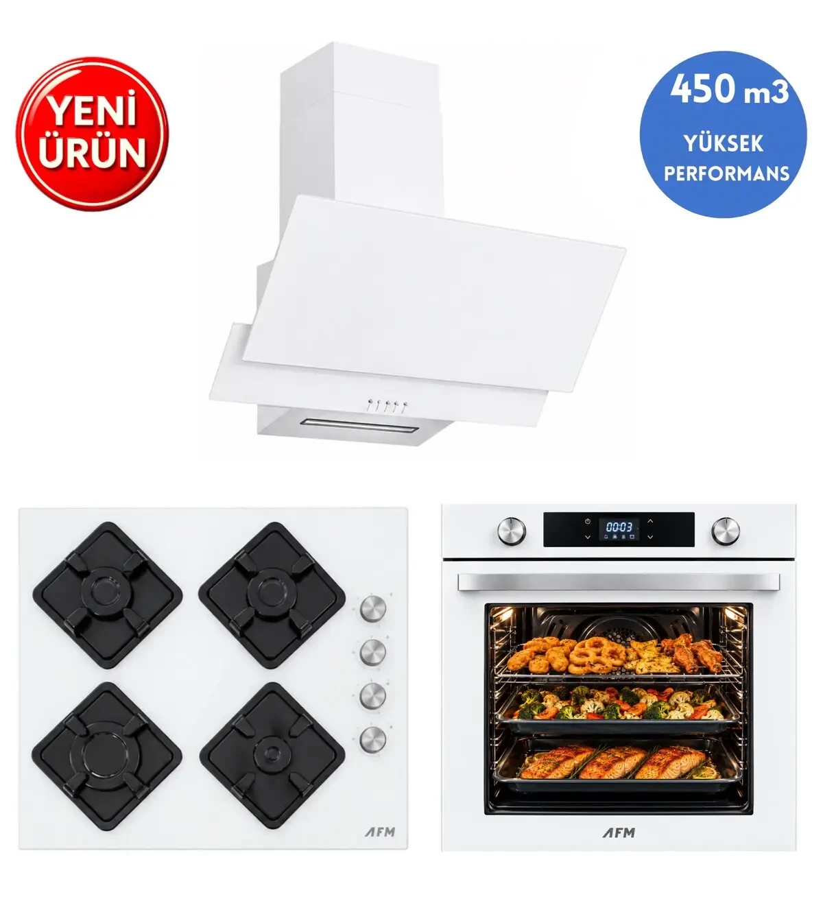 Alveus AFM Serisi UG-21 Cam Turbo+Soğutma Dijital Dokunmatik Ankastre Set