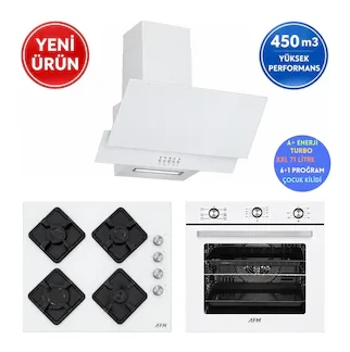 Alveus AFM Serisi Wh1 Turbo 6 Prog. Cam 3’Lü Ankastre Set Fırın + Ocak