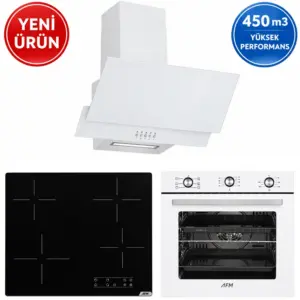 Alveus AFM Serisi WH6 Beyaz Dijital Elektr. Vitro. 3’lü Ankastre Set Fırın+ Ocak+Davlumbaz