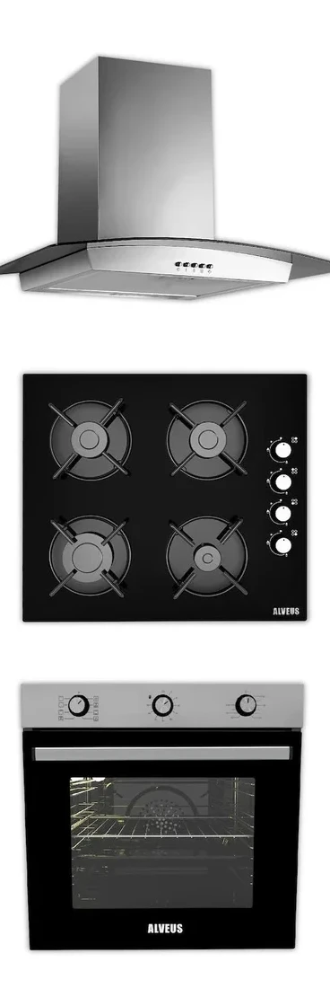 Alveus İber 615 Inox/Siyah 3’LÜ Ankastre SET