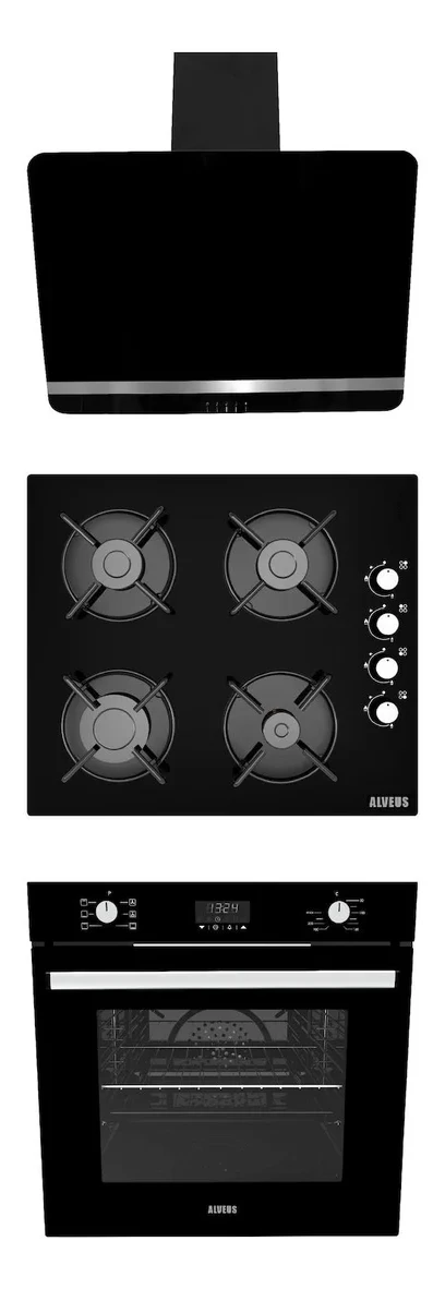 Alveus NEW 627 Siyah CAM 3’LÜ Ankastre SET [Bindesit-GLS640-MFA627]