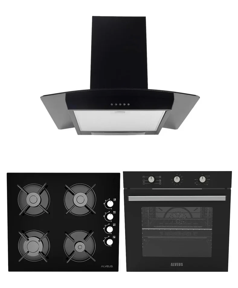 Alveus Petunya 614 Siyah 3’LÜ Ankastre SET (GLS640-İber-MFA614)