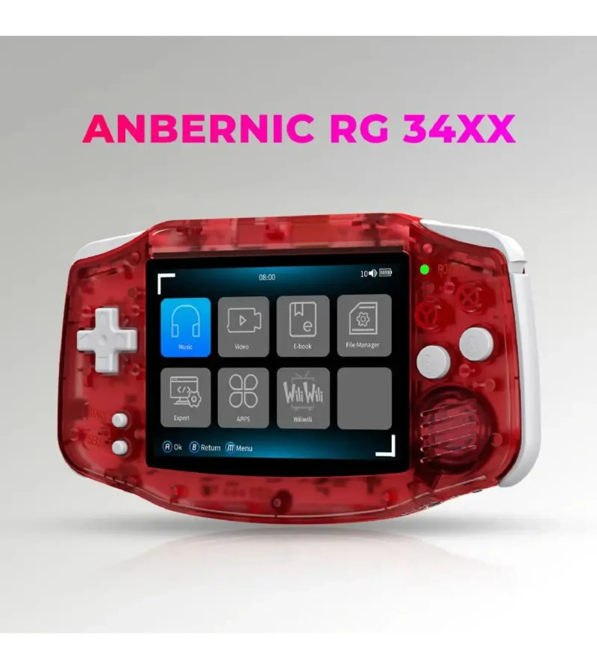 ANBERNIC RG 34XX Retro El Oyun Konsolu Şeffaf