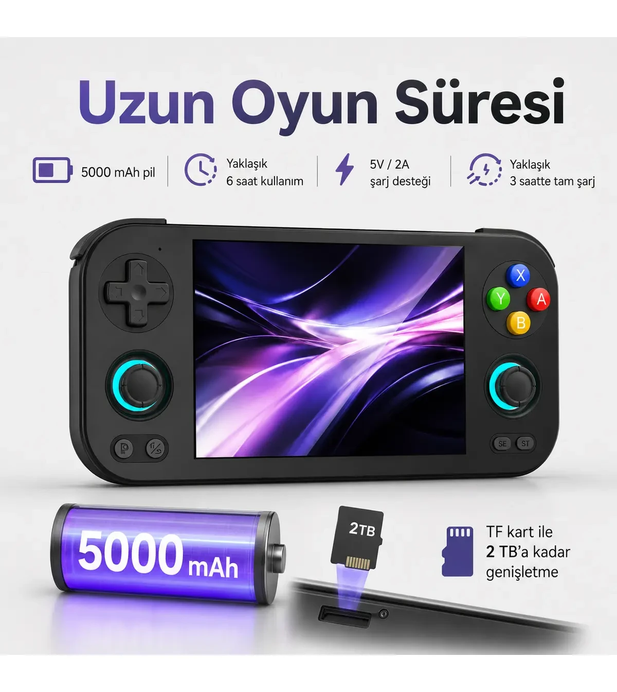ANBERNIC RG 476H El Oyun Konsolu 5000 mAh Pil