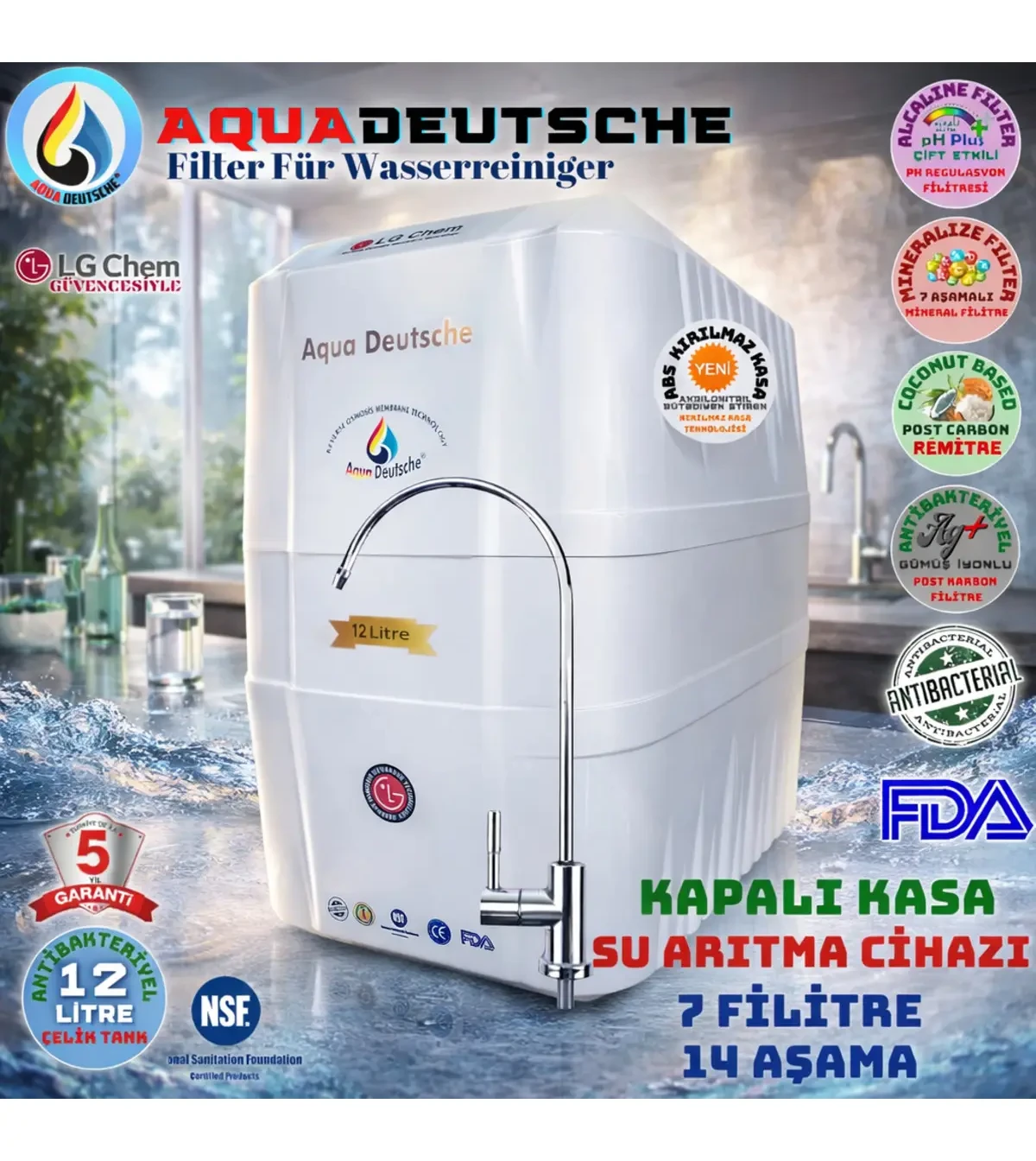AQUA DEUTSCHE PLUS BYZ-SYH 12 LİTRE 7 FİLİTRE 14 AŞAMA SU ARITMA CİHAZI