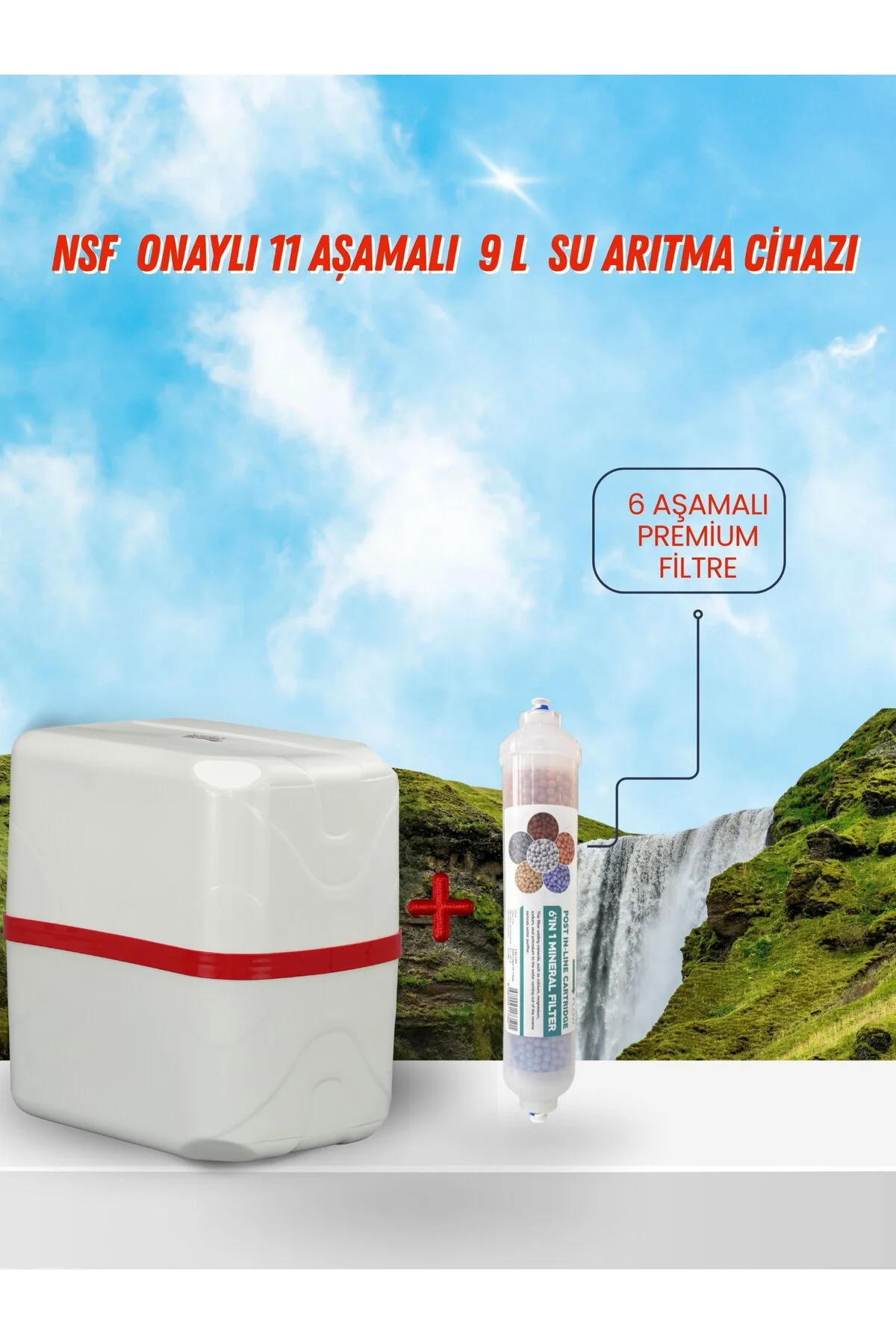 Aqua NSF Onaylı 11 Aşamalı 9L Pompasız SU Arıtma Cihazı