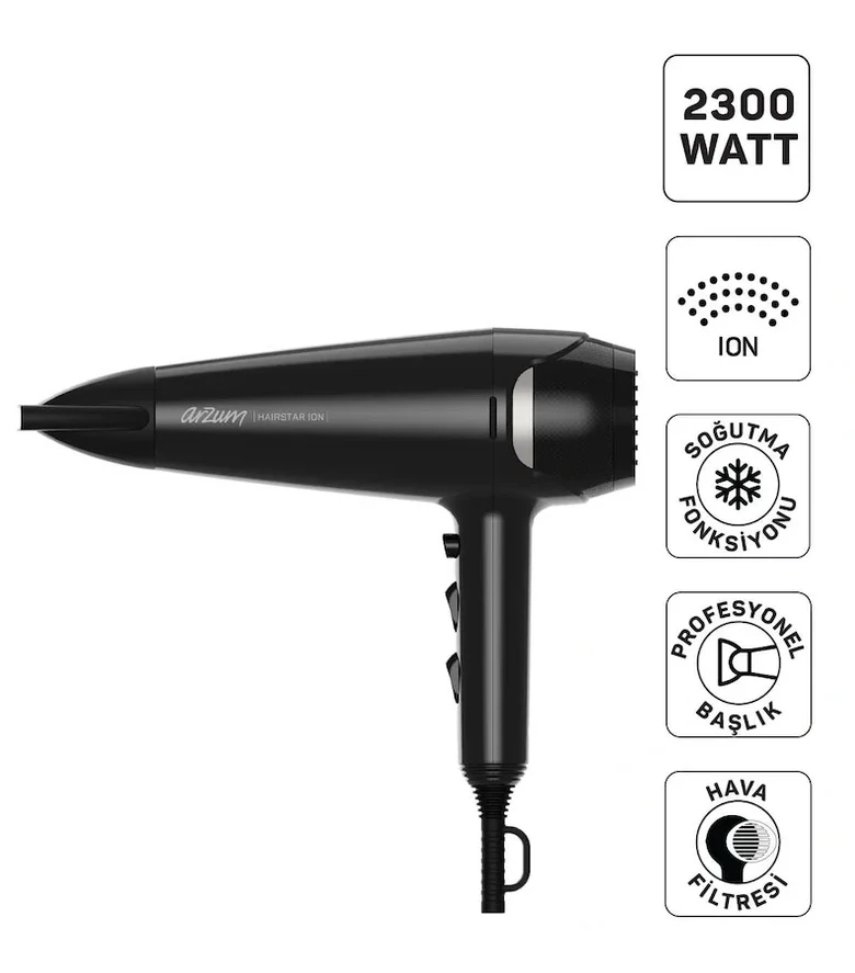 AR5138 Hairstar Ion Saç Kurutma Makinesi 2300 W, 2 Hız, 3 Isı Ayarı