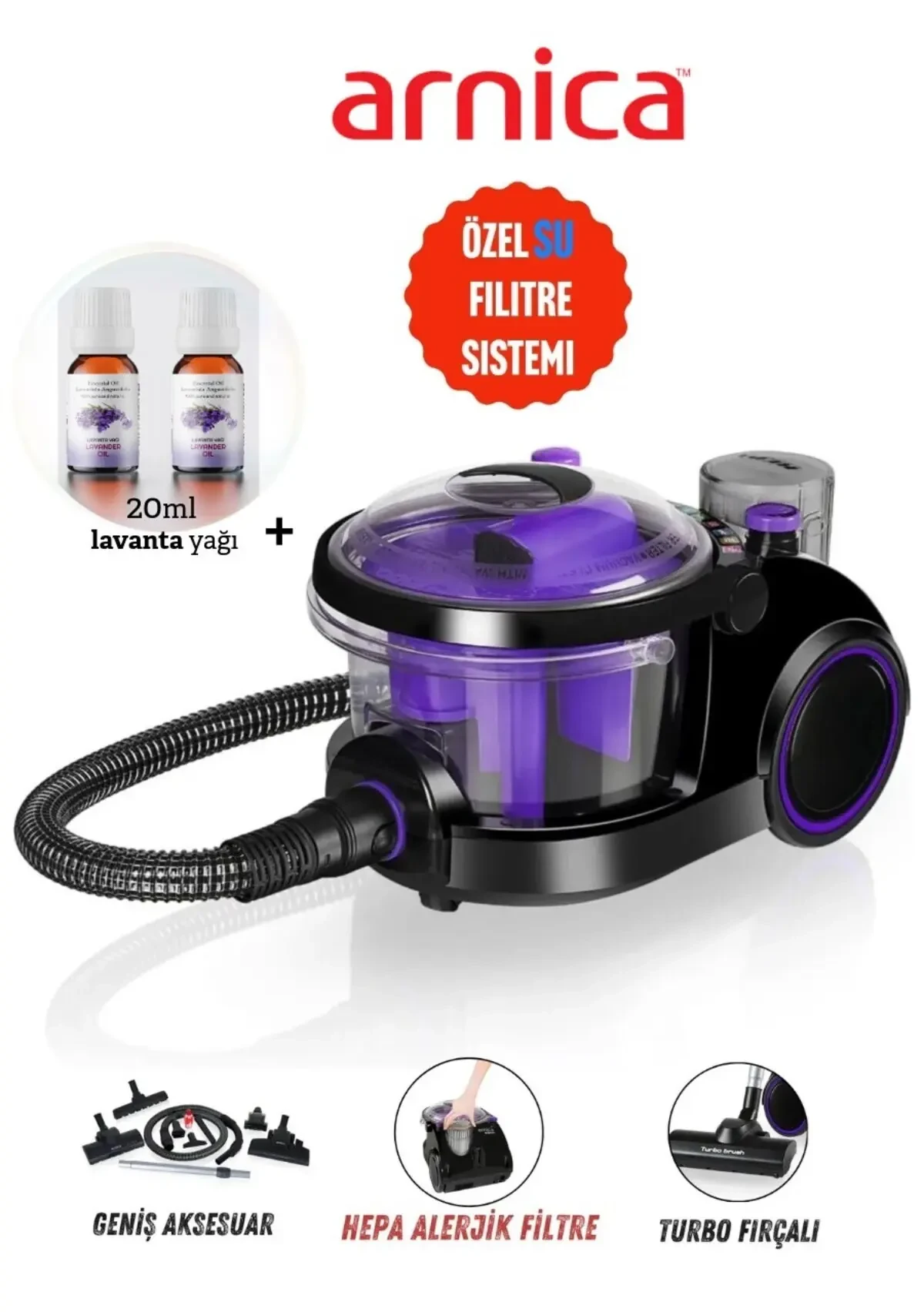 Arnica 2400 W Güçlü Sulu Elektrikli Süpürge